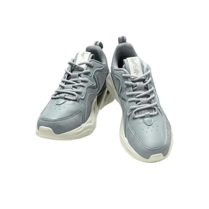 QIAODAN Cushioned Slip Resistant Low Top Running Shoes Men's Gray-2