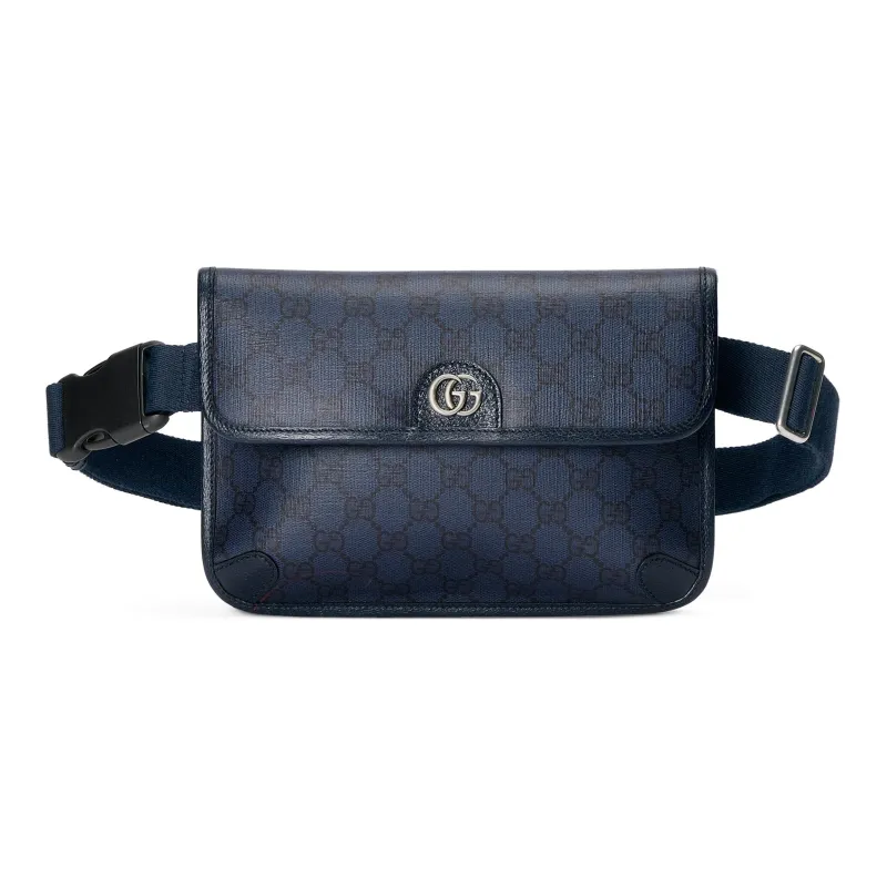 GUCCI Ophidia Canvas With Leather Sling Bag, One Shoulder, Crossbody, Fanny Pack Trumpets Men's Blue & Black-0