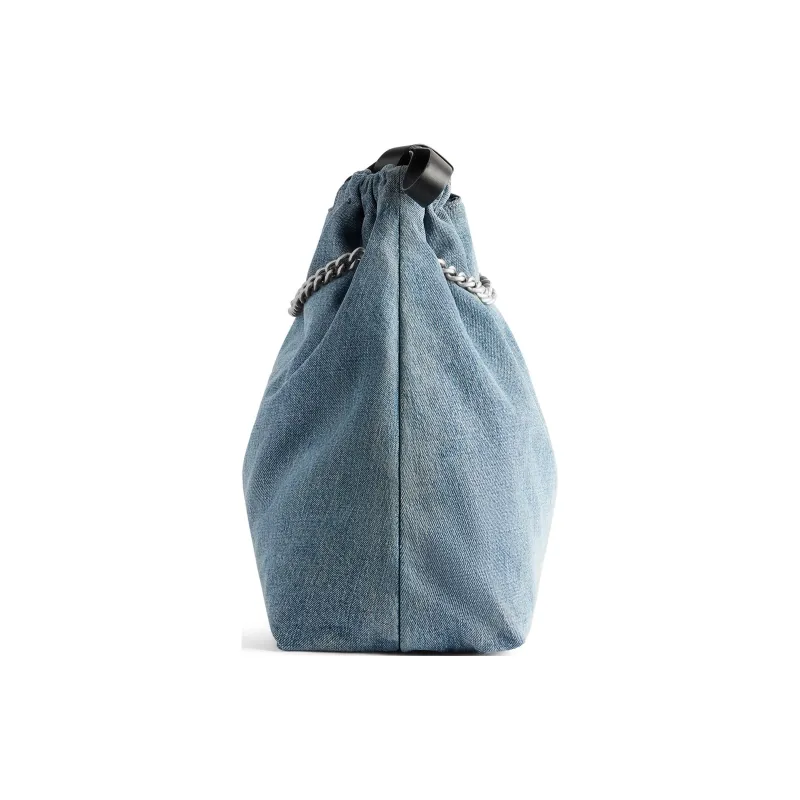 Balenciaga CRUSH Washed Denim Tote Bag Shopping Bag Handbag Shoulder Bag Women's Blue-3
