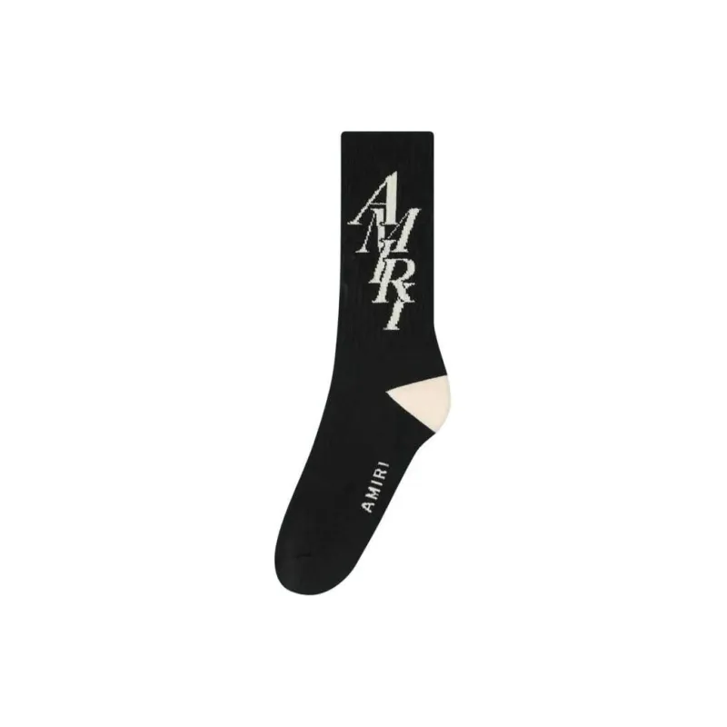 AMIRI Stack Sock Mid-Calf Socks Men's 1 Pack Black-1