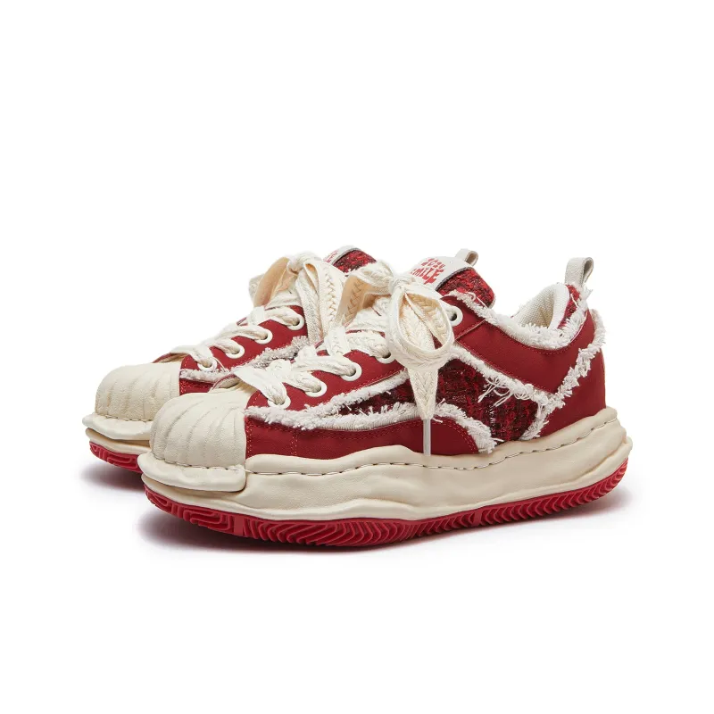MQMS Skateboard Shoes Unisex Low Top Red-2