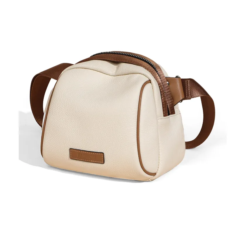 COMELY Cow Leather With Synthetic Leather Dome Bag, Crossbody Bag, Shoulder Bag Regular Women's Ecru-2