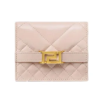 VERSACE Greca Goddess Leather Wallet Women's Pink