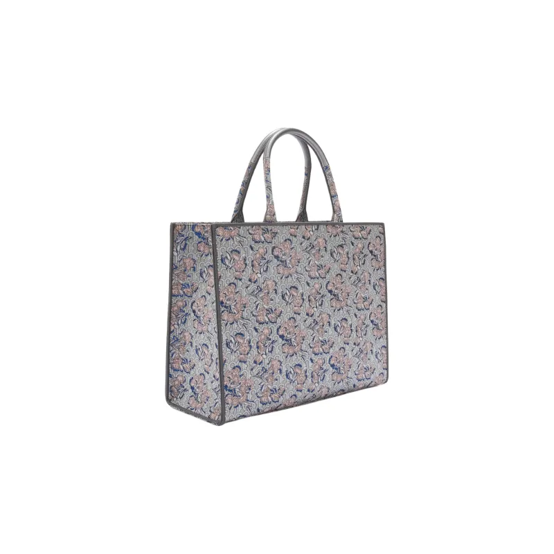Furla Opportunity Jacquard Fabric Tote Bag, Shopping Bag, Handbag Tubas Women's Tony Silver & Blue & Multicolor-1