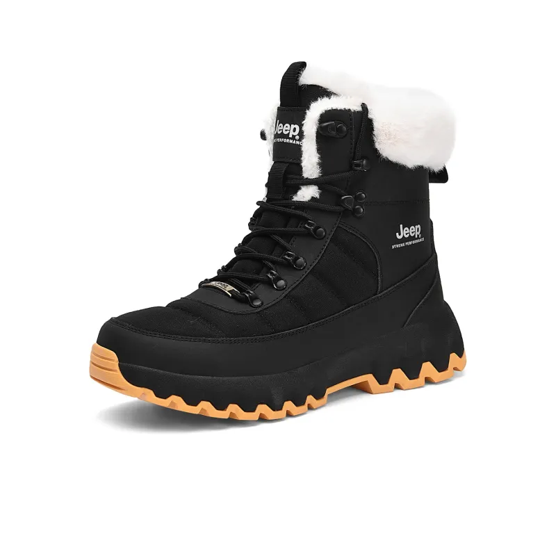 Jeep Warm Wear Resistant Slip Resistant Crew Snow Boots Unisex Black-1