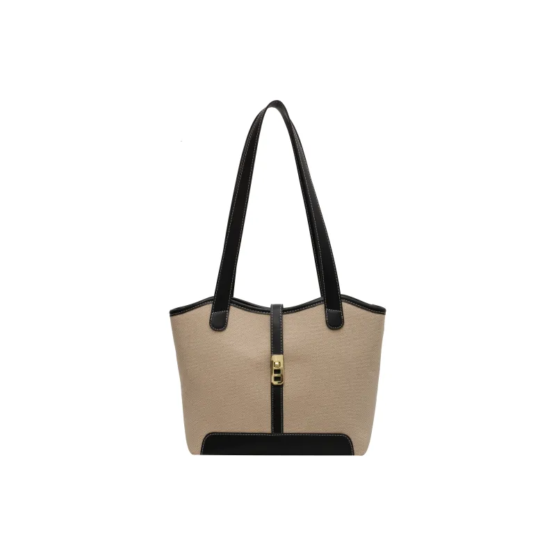 Morellybear Canvas Tote Bag Shopping Bag Canvas Bag Handheld Bag Shoulder Bag Regular Women's Black/Coffee-0