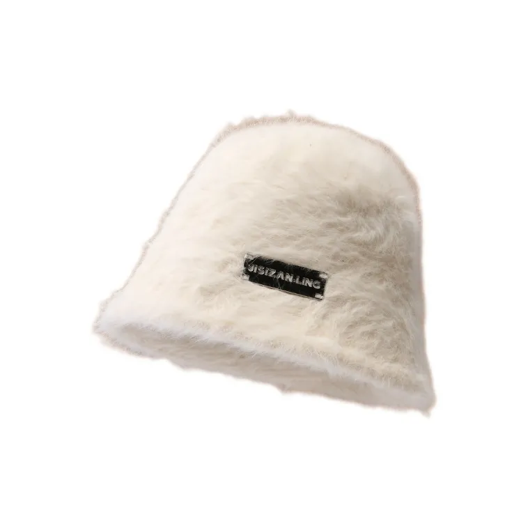 EEEENO Imitation Rabbit Fur Blend Bucket Hats Women's-5