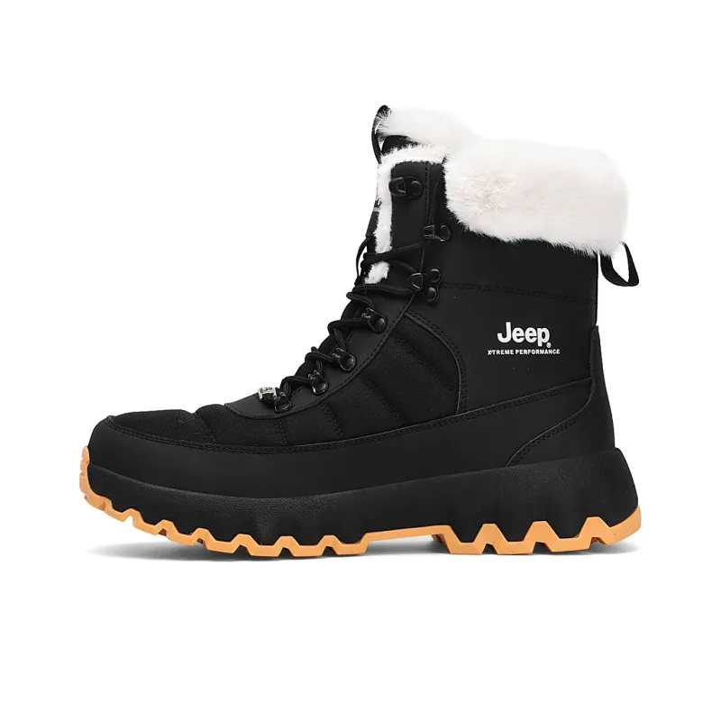 Jeep Warm Wear Resistant Slip Resistant Crew Snow Boots Unisex Black-0