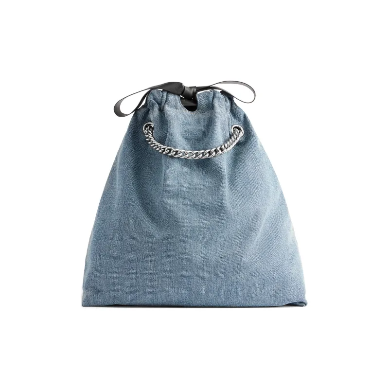 Balenciaga CRUSH Washed Denim Tote Bag Shopping Bag Handbag Shoulder Bag Women's Blue-4