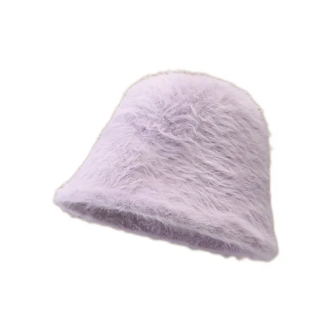 EEEENO Imitation Rabbit Fur Blend Bucket Hats Women's-19