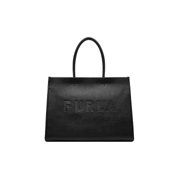 Furla Leather Tote Bag, Shopping Bag, Shoulder Bag, Handbag Tubas Women's Black