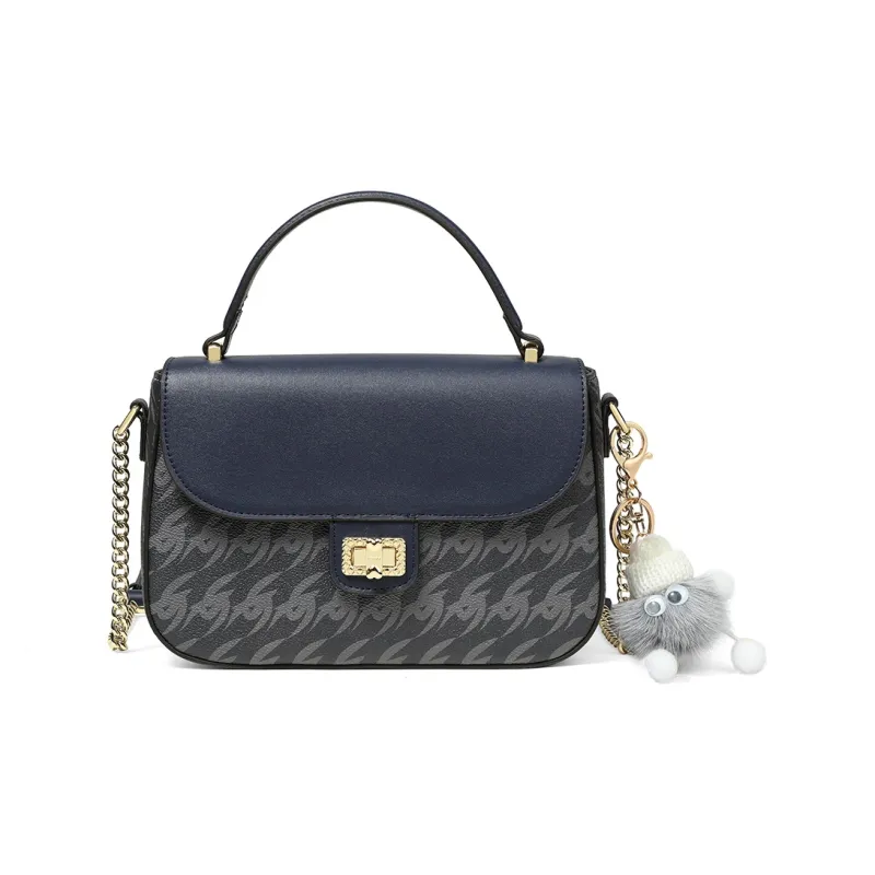 Teenmix PVC Handbag, Shoulder Bag, Crossbody Bag Medium Size Women's Dark Blue-7