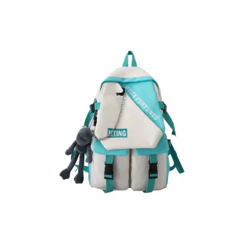 Deli Bear Nylon Fabric Backpack Regular Unisex Cyan/Blue/Gray/Black