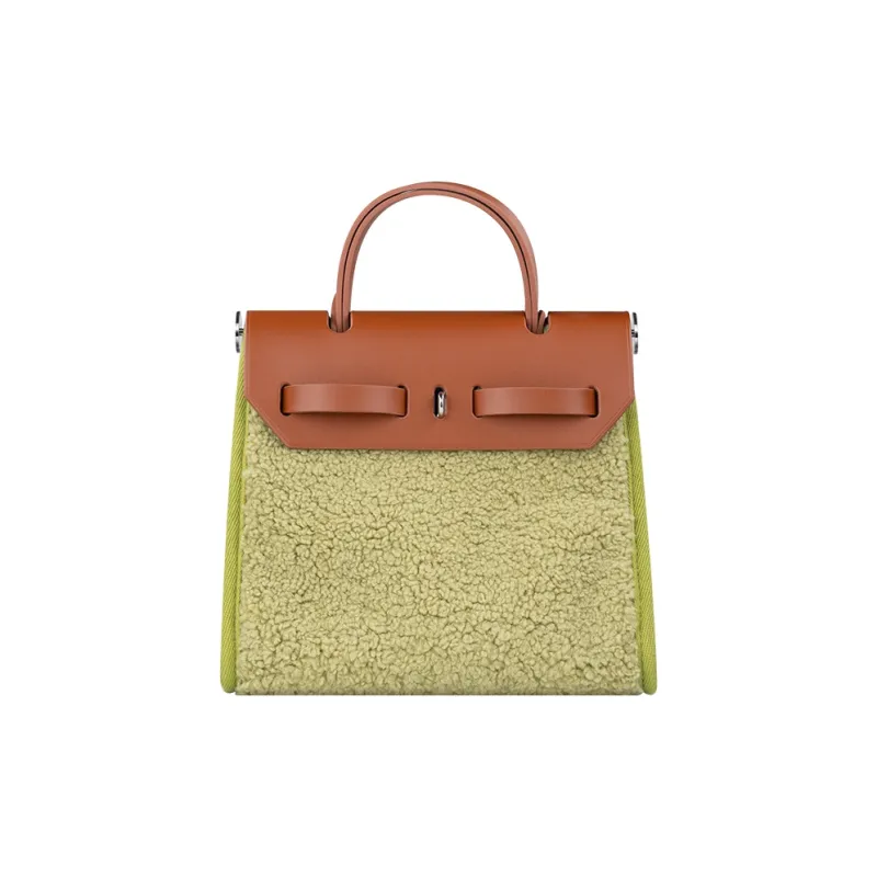 HXXXXS Cow Leather Shoulder Bag, Crossbody Bag Trumpets Women's Cream White/Milk Tea Brown/Raspberry/Moss Green-8