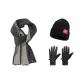 Gray Scarf+Black Glove+Hats & Caps