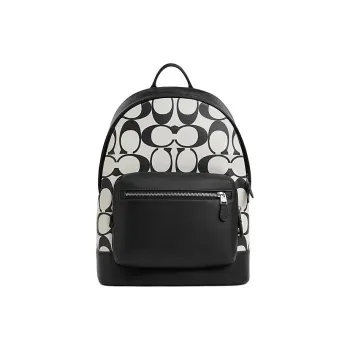 COACH West Cow Leather With Fabric Backpack Tubas Men's Chalk White & Black