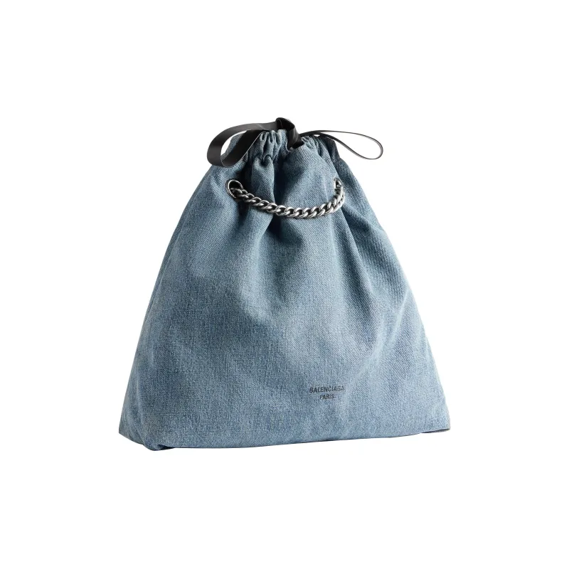Balenciaga CRUSH Washed Denim Tote Bag Shopping Bag Handbag Shoulder Bag Women's Blue-2