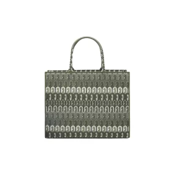 Furla Opportunity Regenerated Jacquard Tote Bag Shopping Bag Handbags Large Size Women's Cactus Green