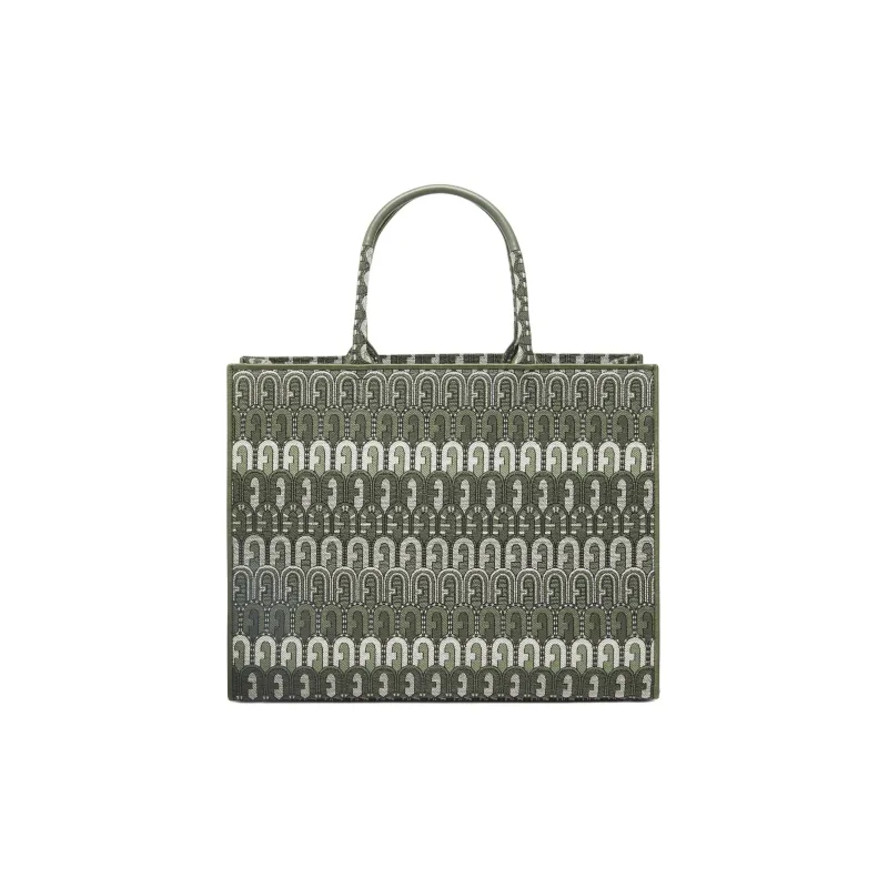 Furla Opportunity Regenerated Jacquard Tote Bag Shopping Bag Handbags Large Size Women's Cactus Green-0