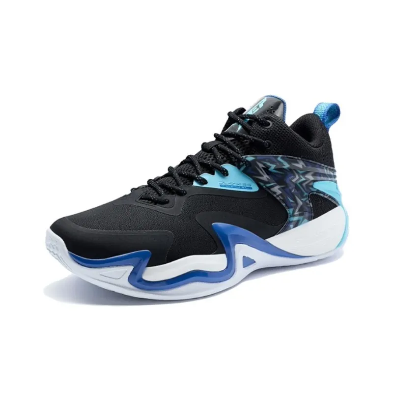XTEP Cushioned Slip Resistant Low Top Basketball Shoes Men's Black Blue-1
