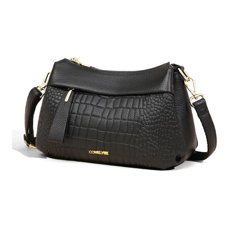 COMELY Cow Leather, Synthetic Leather Mom Bag, Shoulder Bag, Crossbody Bag Regular Women's Black-4