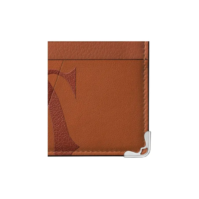 CARTIER Must De Cartier Calfskin Card Clip Card Holder Women's Brown-4