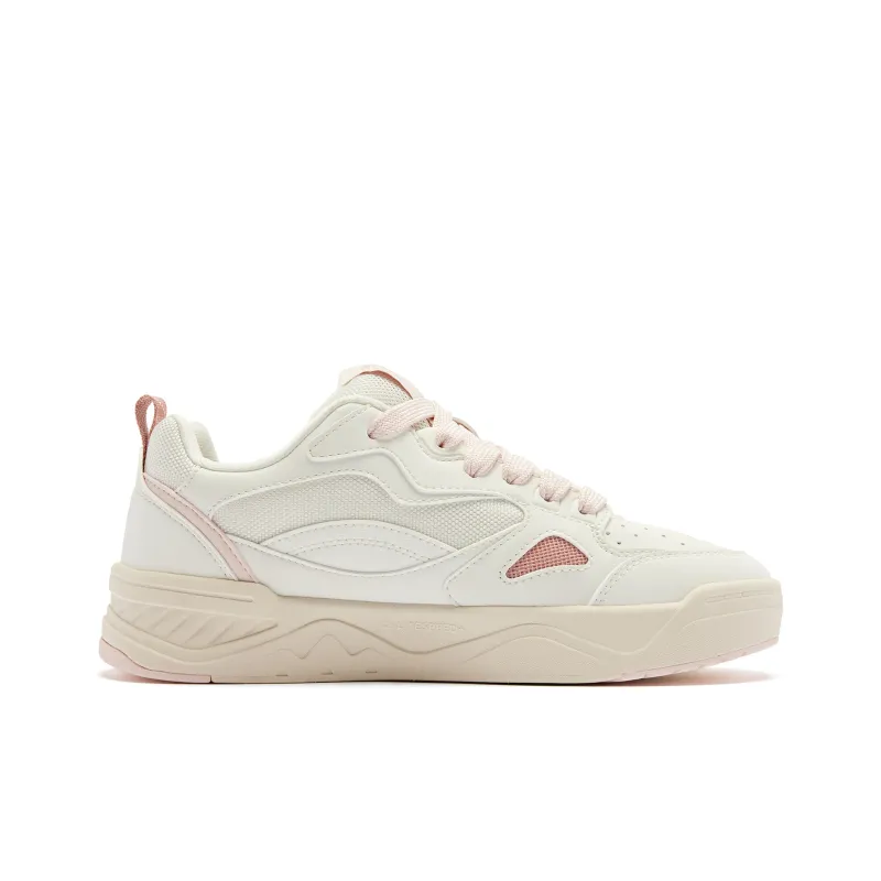 QIAODAN Sea Salt 1.0 Cushioning Wear Resistant Low Top Skateboard Shoes Women's White Pink-1