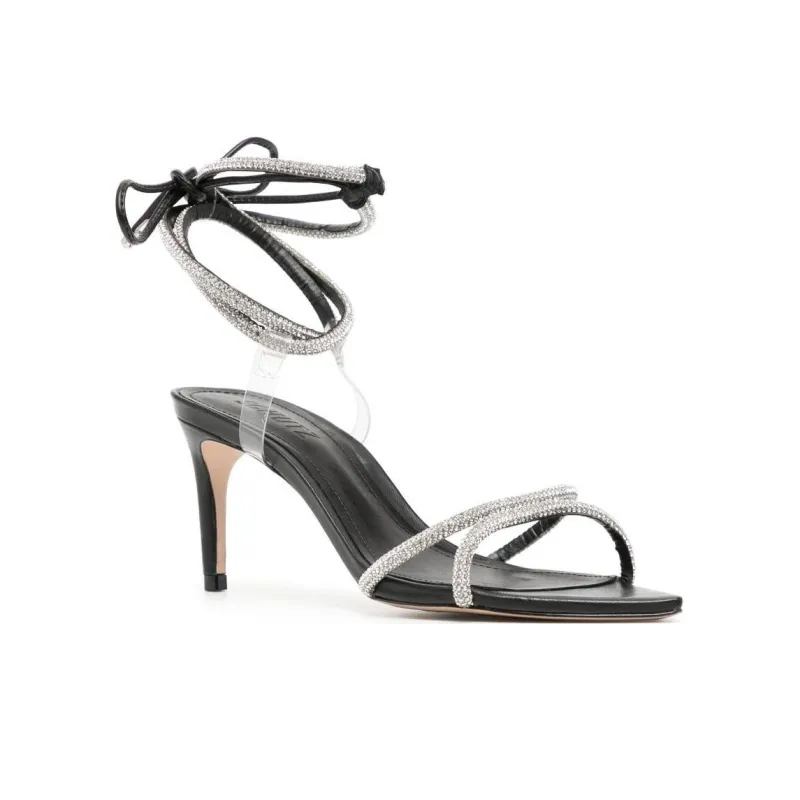 Schutz Strap Sandals Women's Black Silver-2