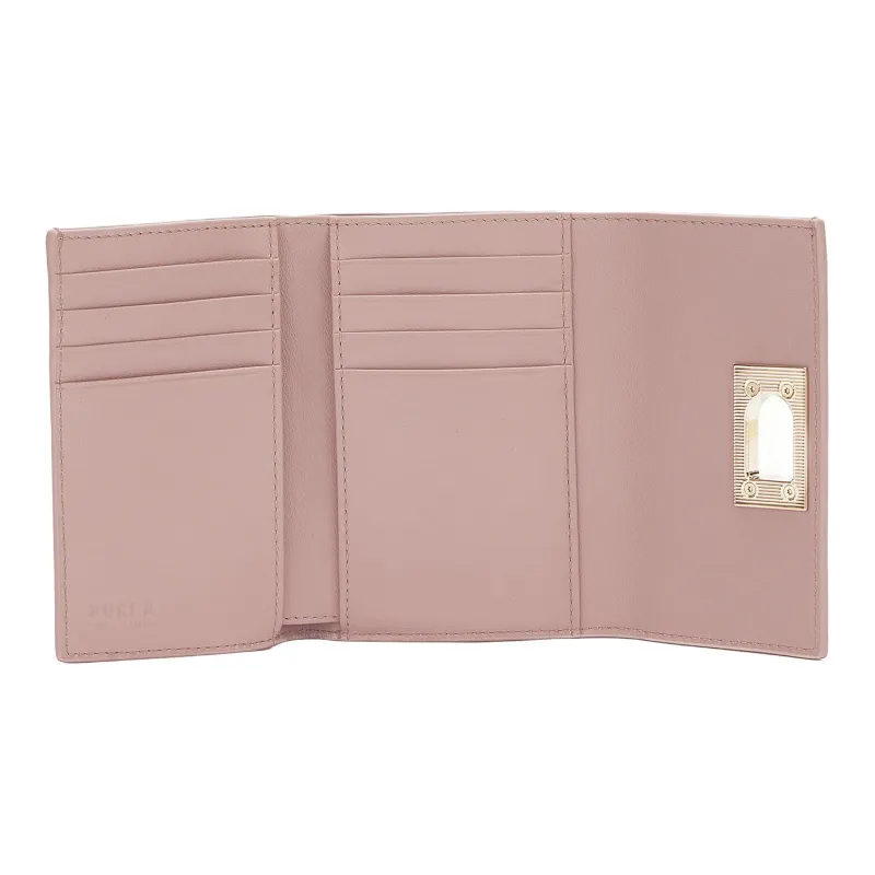 Furla 1927 Collection Textured Leather Coin Purse Clutch Wallet Medium Size Women's Pink-2