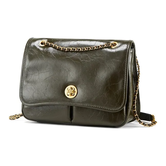Teenmix Cow Leather Underarm Crossbody Bag, Shoulder Bag Tote Medium Size Women's Yellow Brown/Black/Olive Green-14