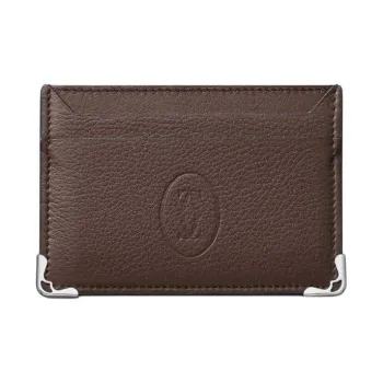 CARTIER Must De Cartier Calfskin Card Holder Women's Chocolate