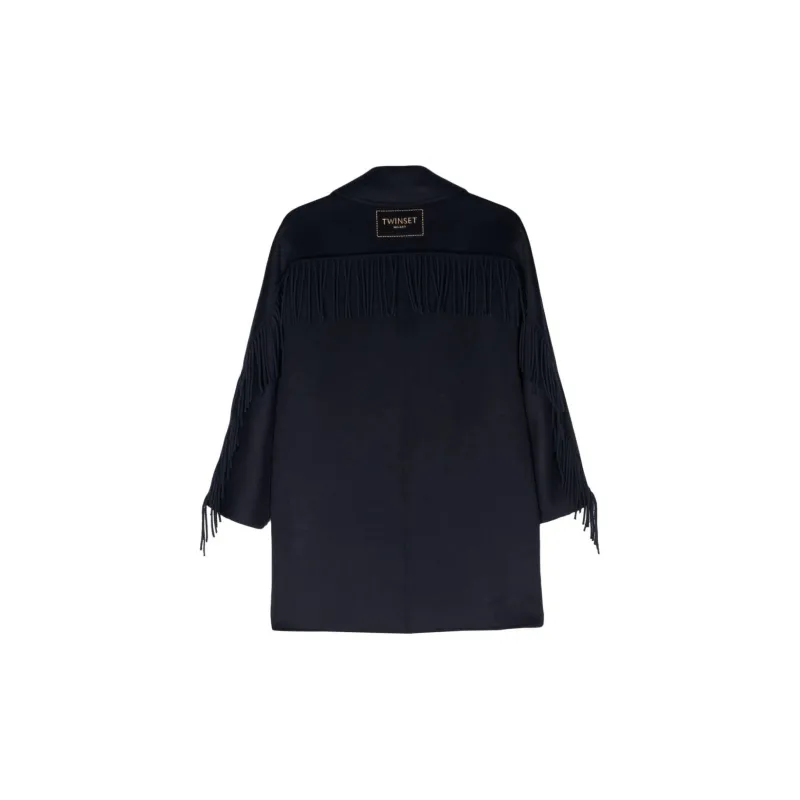 Twinset Fringed Double breasted Coat-1