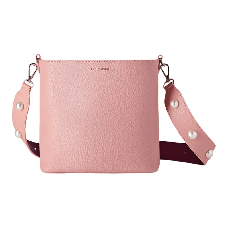 FIND KAPOOR Artificial Leather Bucket Bag, Shoulder Bag, Crossbody Bag Women's Ivory White/Pearl Pink-1