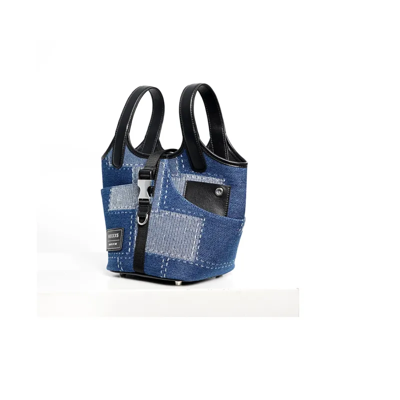 HXXXXS Denim Handbag Medium Size Women's Dark Blue-1