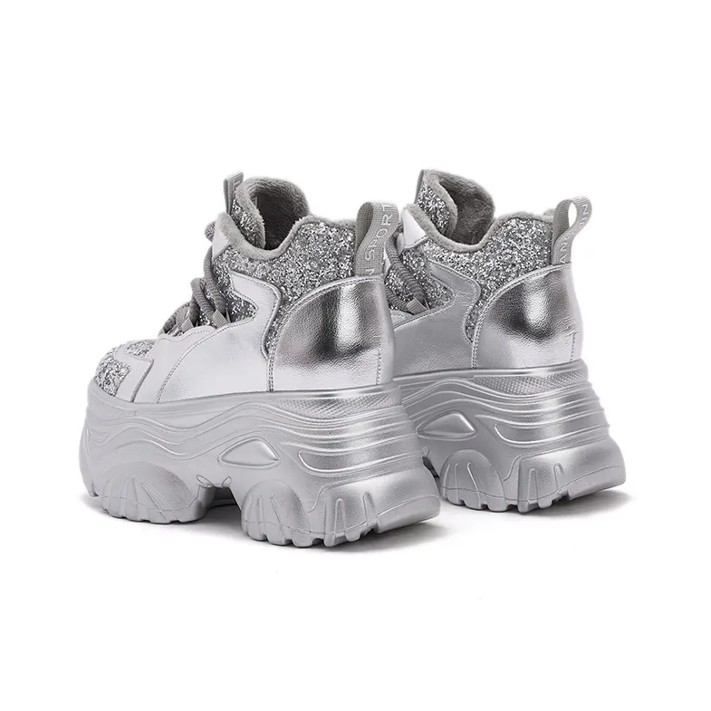 Milan Love Song Lightweight Height Increasing Warm Low-Top Chunky Sneakers Women's-10