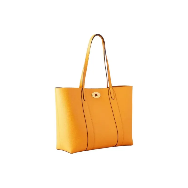 Mulberry Grained Cow Leather Tote Bag Shopping Bag Shoulder Bag Handbag Women's Yellow-1