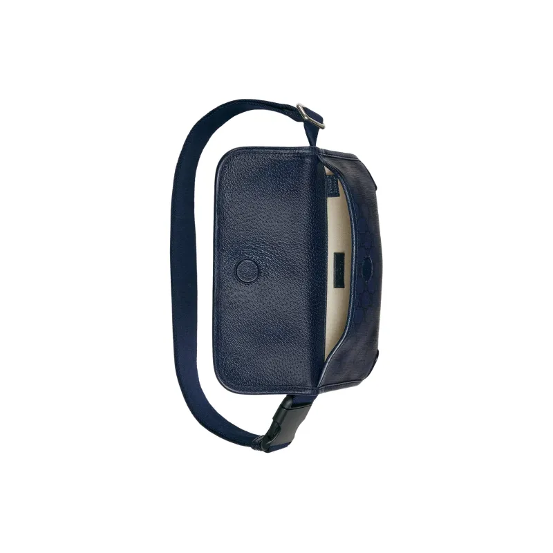 GUCCI Ophidia Canvas With Leather Sling Bag, One Shoulder, Crossbody, Fanny Pack Trumpets Men's Blue & Black-6