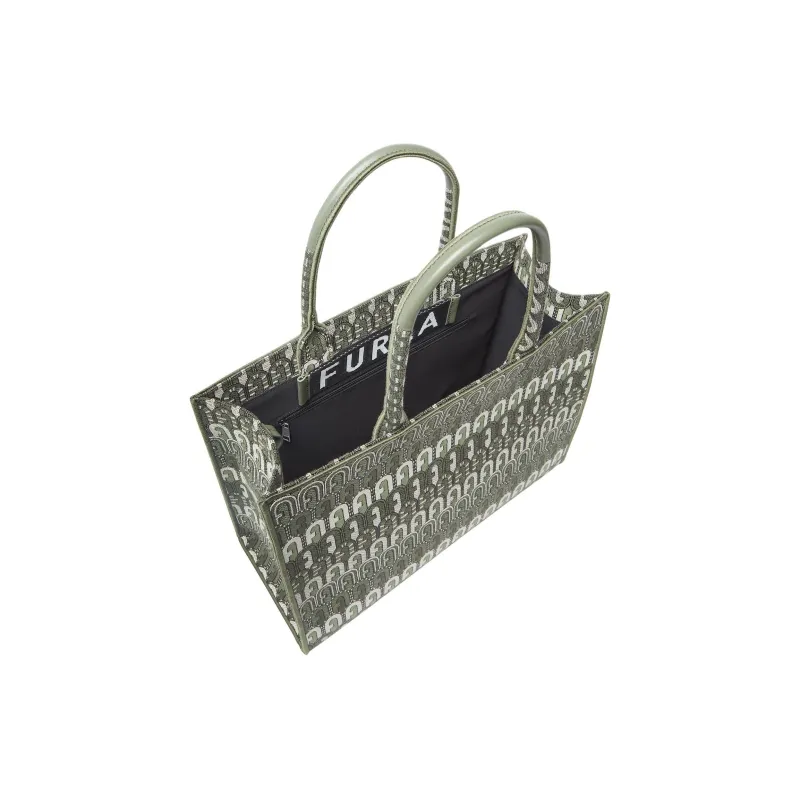 Furla Opportunity Regenerated Jacquard Tote Bag Shopping Bag Handbags Large Size Women's Cactus Green-2