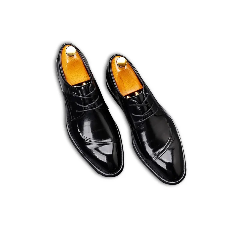 GZZ Dress Shoes Men Low Top Black-4
