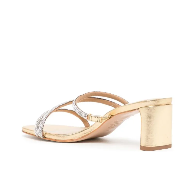 Schutz Slide Slippers Women's Gold-3