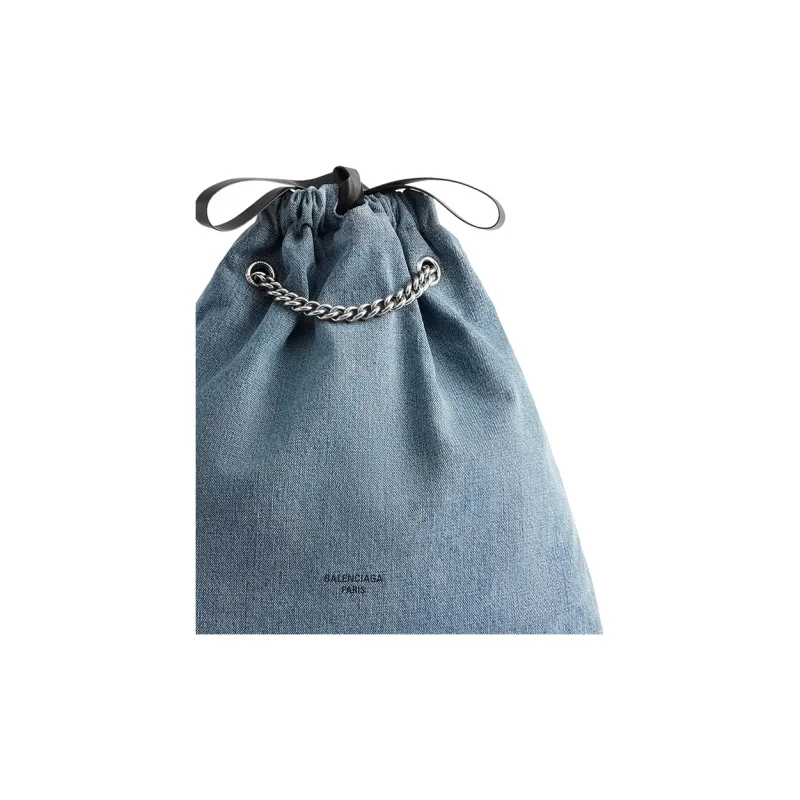 Balenciaga CRUSH Washed Denim Tote Bag Shopping Bag Handbag Shoulder Bag Women's Blue-5