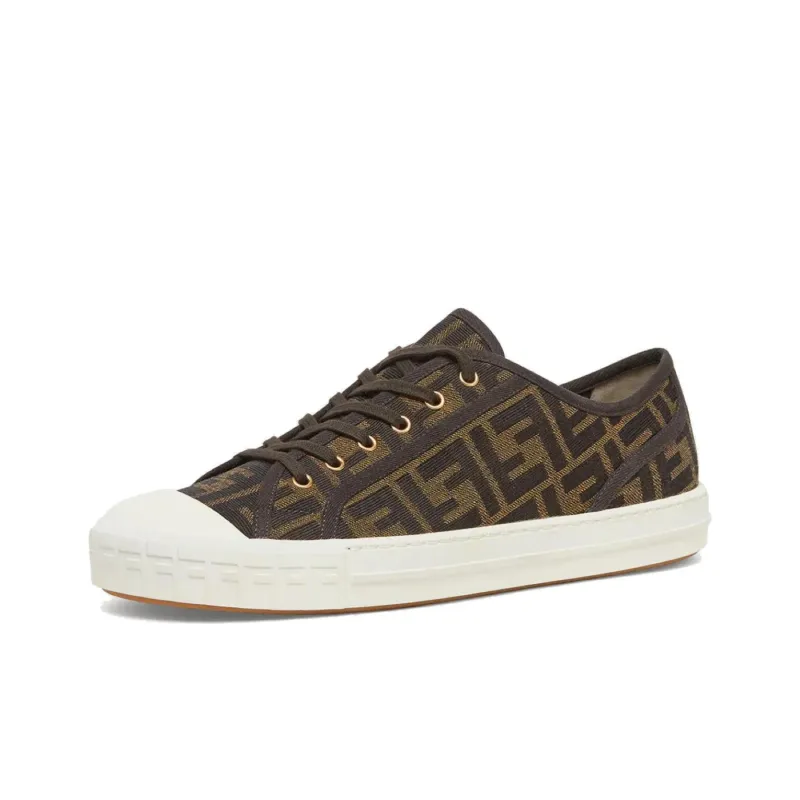 FENDI Logo Jacquard Lace Up Sneakers-2
