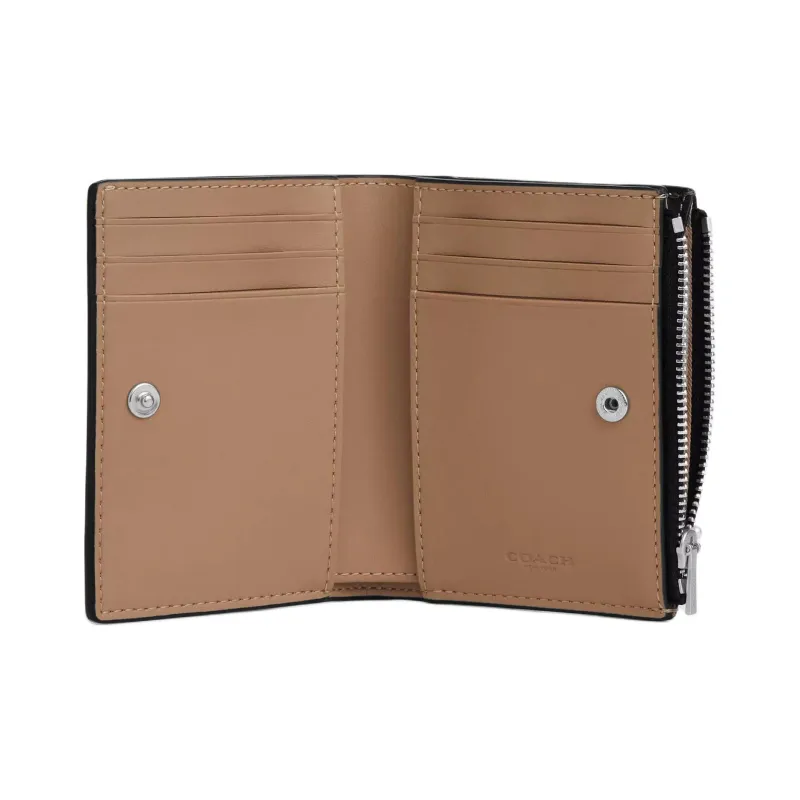 COACH Canvas With Leather Clutch Coin Purse Wallet Unisex Chalk & Black-2
