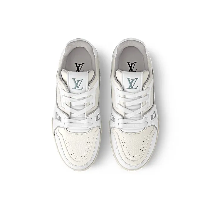 LOUIS VUITTON Trainer Cream White Grey Signature Women's-2