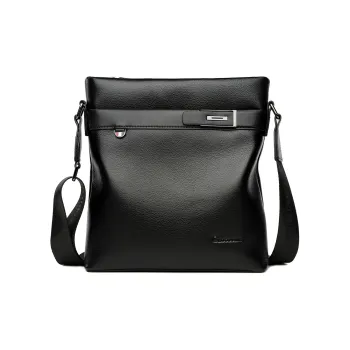 Crocodile Cow Leather Microfiber Synthetic Leather Shoulder Bag Crossbody Bag Small Size Men's Black