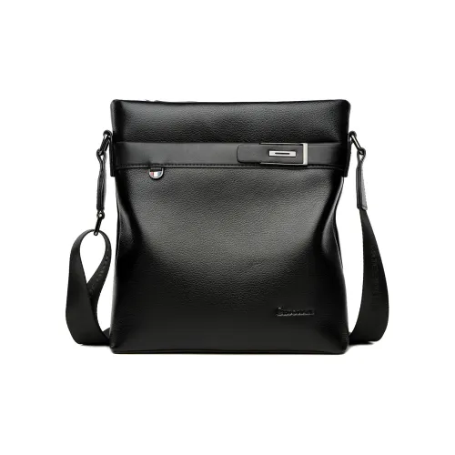 Crocodile Cow Leather Microfiber Synthetic Leather Shoulder Bag Crossbody Bag Small Size Men's Black