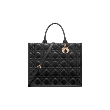 DIOR BookTote Cow Leather Tote Bag Shopping Bag Handbag Large Size Women's Black
