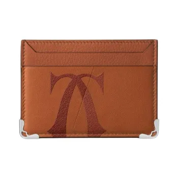 CARTIER Must De Cartier Calfskin Card Clip Card Holder Women's Brown
