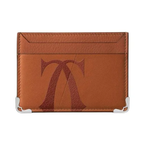CARTIER Must De Cartier Calfskin Card Clip Card Holder Women's Brown