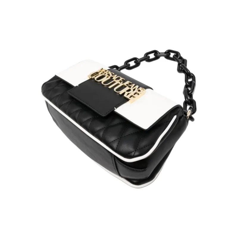 VERSACE JEANS COUTURE Polyester Handbag Shoulder Bag Women's Black & White-3